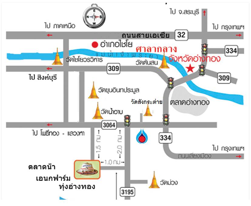 แผนที่วัดสังกระต่าย อ่างทอง