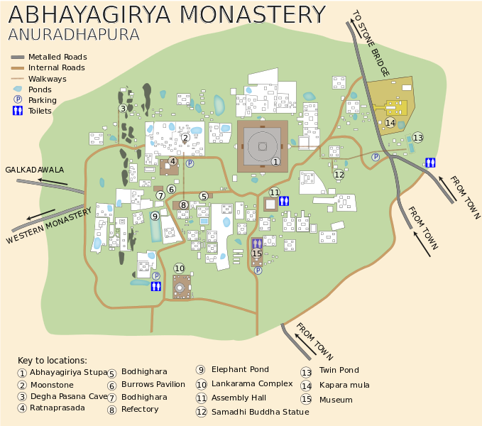 แผนผังพื้นที่วัด Abhayagiriya ศรีลังกา